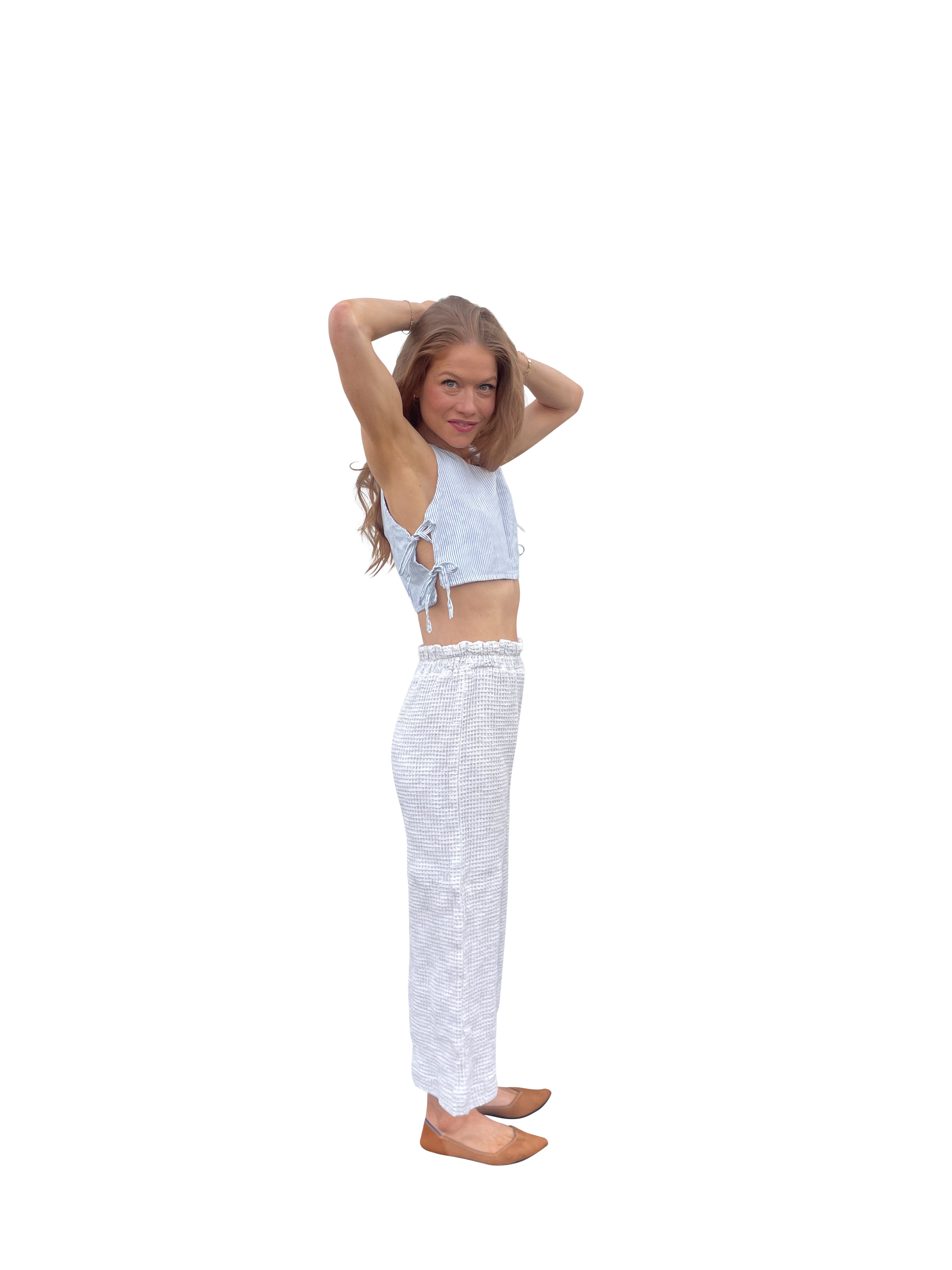 High Rise Waffle Wide-Leg Pants